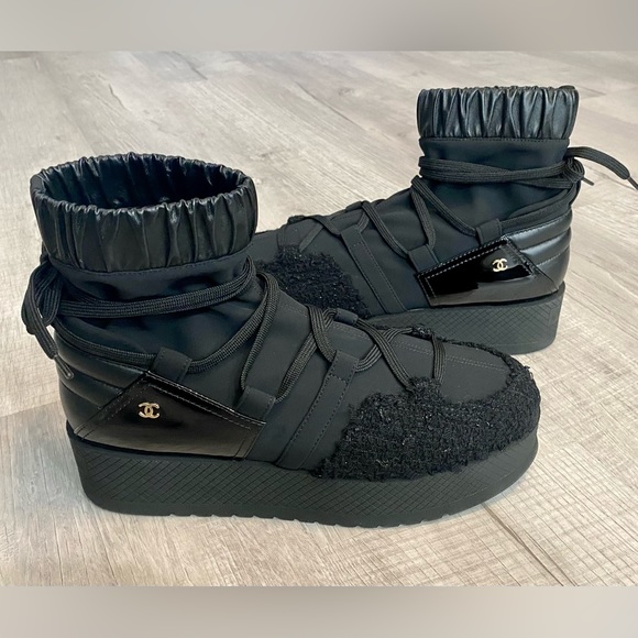 CHANEL Shoes - Chanel lace up platform ankle boots